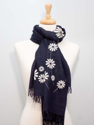 Midnight Garden Scarf - navy flower - women